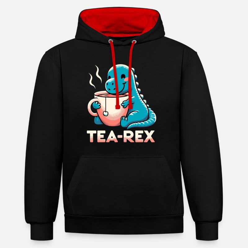 Tee Rex Tee-Rex Teetrinker Geschenk - Kontrast-Hoodie - Schwarz/Rot