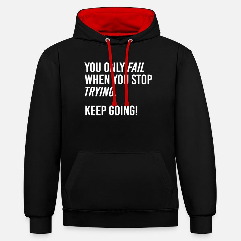 Keep going - Kontrast-Hoodie - Schwarz/Rot