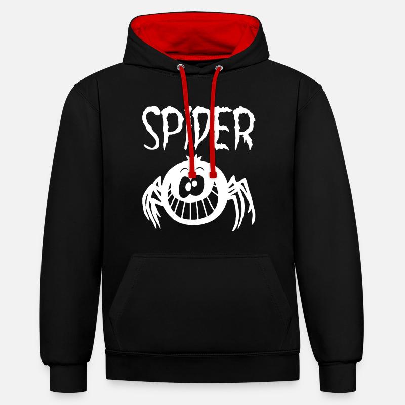 Le sourire de l'araignée blanche - Sweat à capuche contrasté - noir/rouge