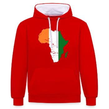 Drapeau de la Côte d’Ivoire Afrique utilisé - Sweat à capuche contrasté - rouge/blanc - Devant - Liana (172cm) & Jaron (178cm)