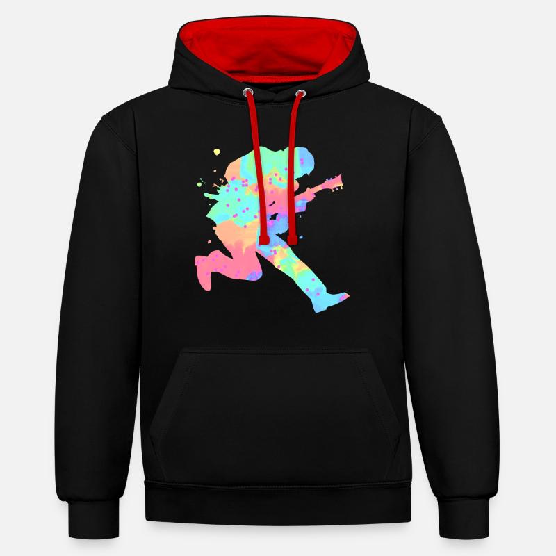 Gitarrist - Sweat à capuche contrasté - noir/rouge