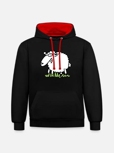 grinseschaf - Sweat à capuche contrasté - noir/rouge