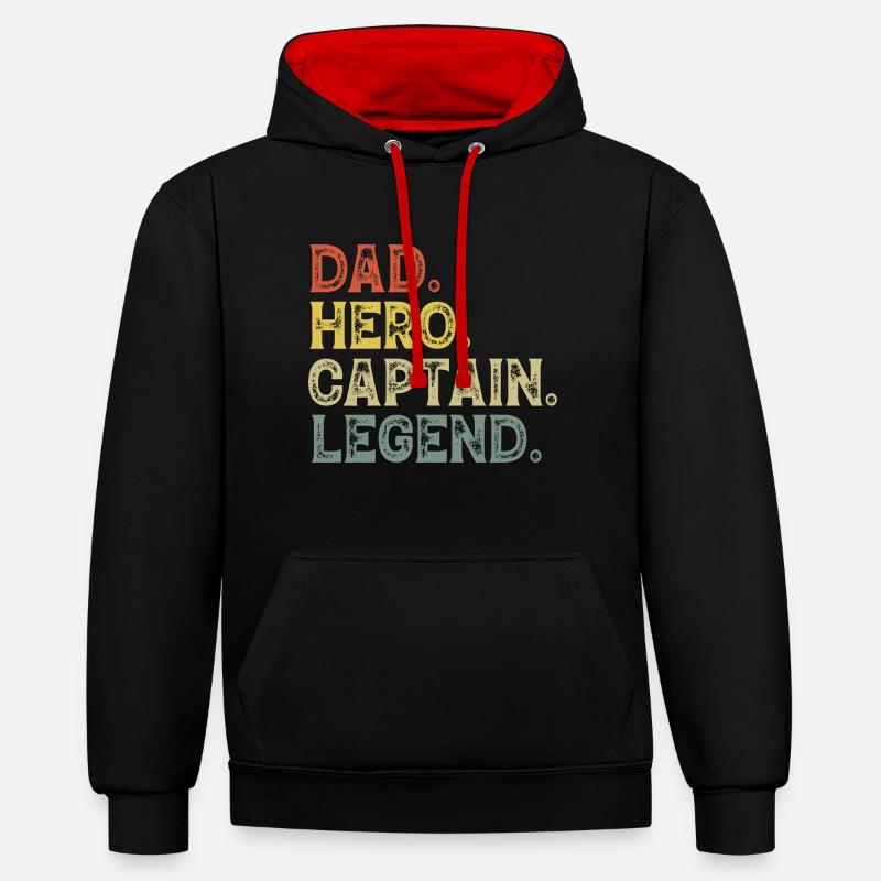 Papa capitaine bateau - Sweat à capuche contrasté - noir/rouge
