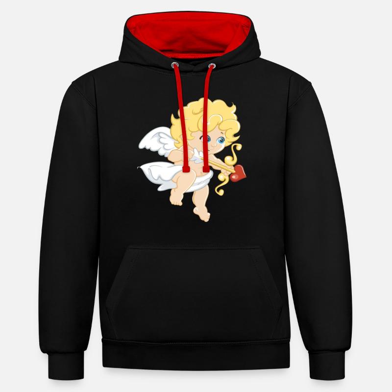 Cupidon - Sweat à capuche contrasté - noir/rouge