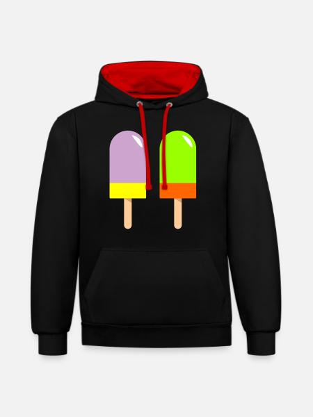 eis eiscreme restaurant ice cream sundae134 - Kontrast-Hoodie - Schwarz/Rot