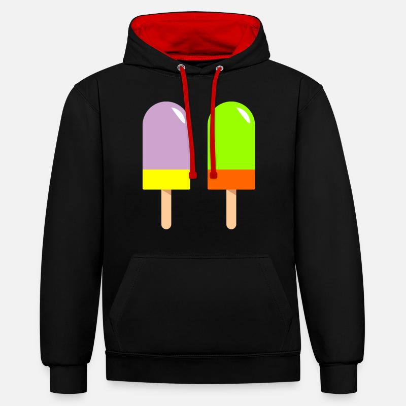 eis eiscreme restaurant ice cream sundae134 - Kontrast-Hoodie - Schwarz/Rot