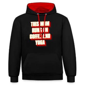 This mom runs on coffee and yoga - Sweat à capuche contrasté - noir/rouge - Devant - Anna (173cm) & Nico (186cm)