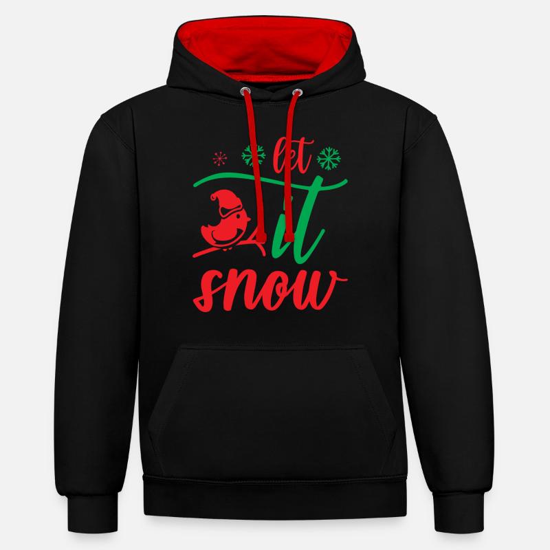 Let it snow - humour noël - Sweat à capuche contrasté - noir/rouge