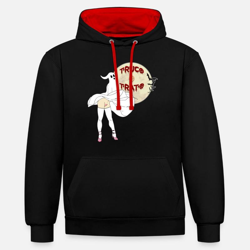 Süßes oder Saures - Kontrast-Hoodie - Schwarz/Rot