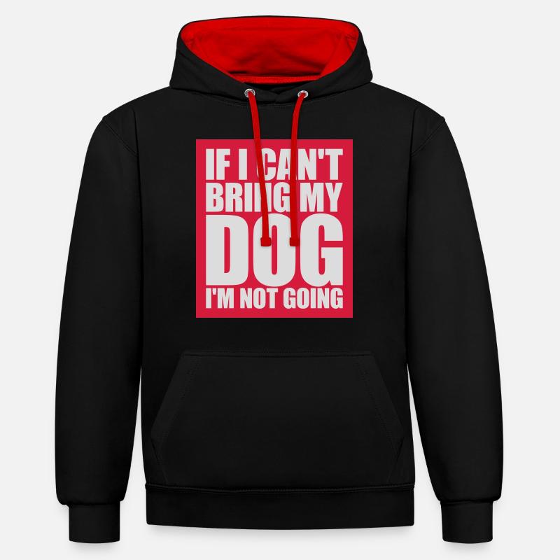 Citation Apportez mon chien - Sweat à capuche contrasté - noir/rouge