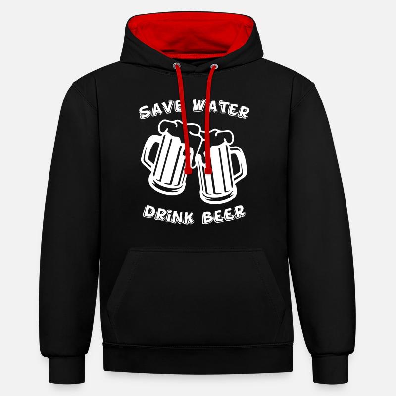 Lustiger Bier Spruch Geschenkidee Party - Kontrast-Hoodie - Schwarz/Rot