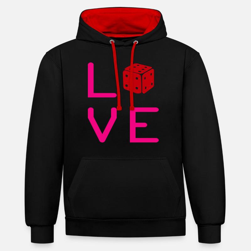 boardgame chess backgammon game night - Kontrast-Hoodie - Schwarz/Rot