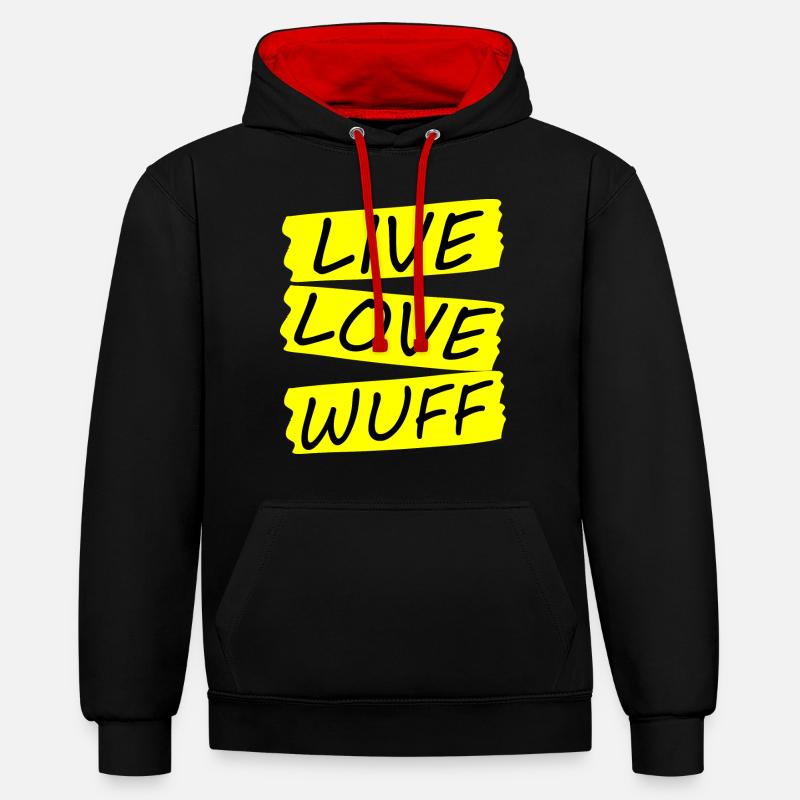 Chien Hund - Sweat à capuche contrasté - noir/rouge