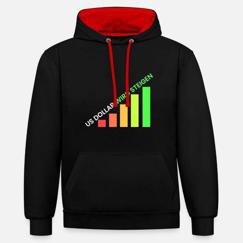 Le dollar américain va augmenter - Sweat à capuche contrasté - noir/rouge