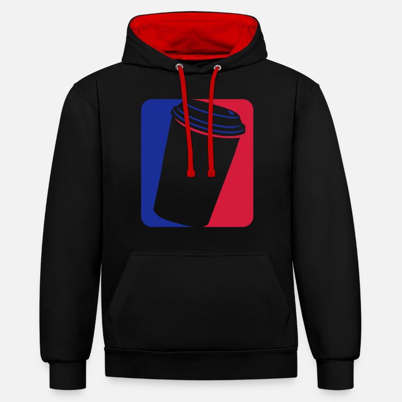 Tasse à café rouge bleu - Sweat à capuche contrasté - noir/rouge