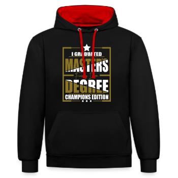 Master's Degree - Contrast hoodie - black/red - Front - Anna (173cm) & Nico (186cm)