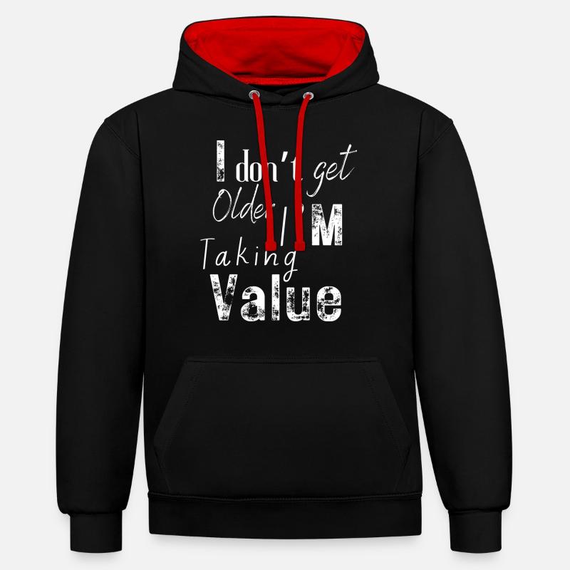 Prendre de la valeur - Sweat à capuche contrasté - noir/rouge