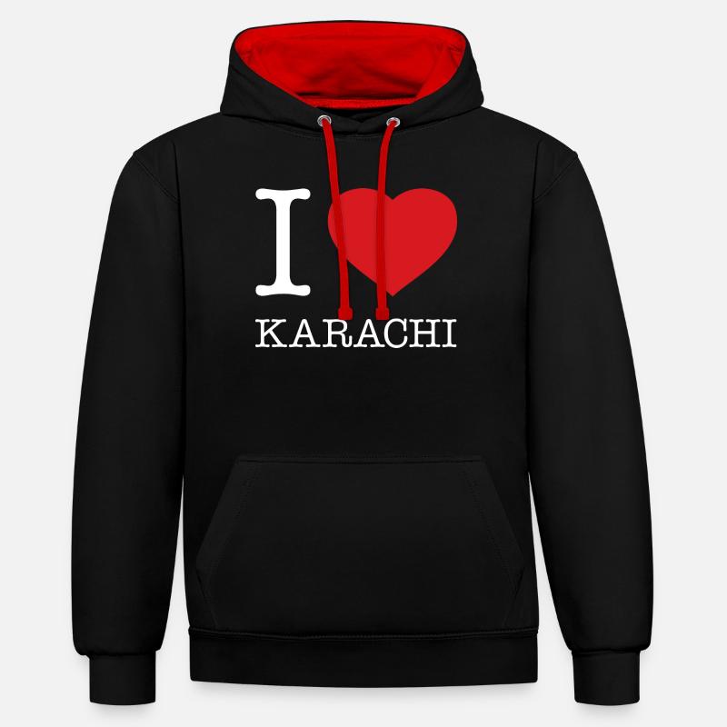 J’ADORE KARACHI - Sweat à capuche contrasté - noir/rouge