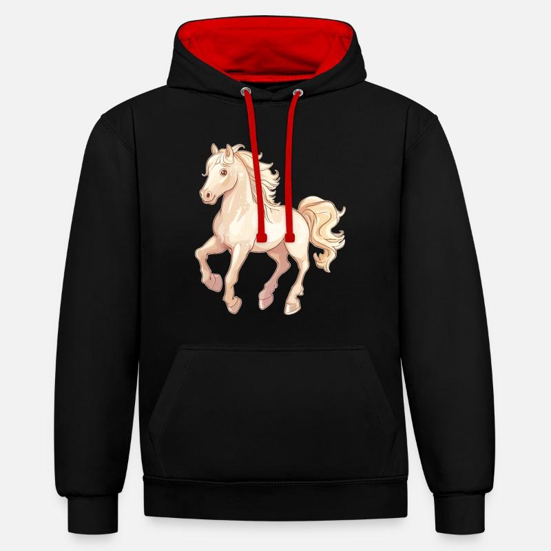 Cheval - Sweat à capuche contrasté - noir/rouge