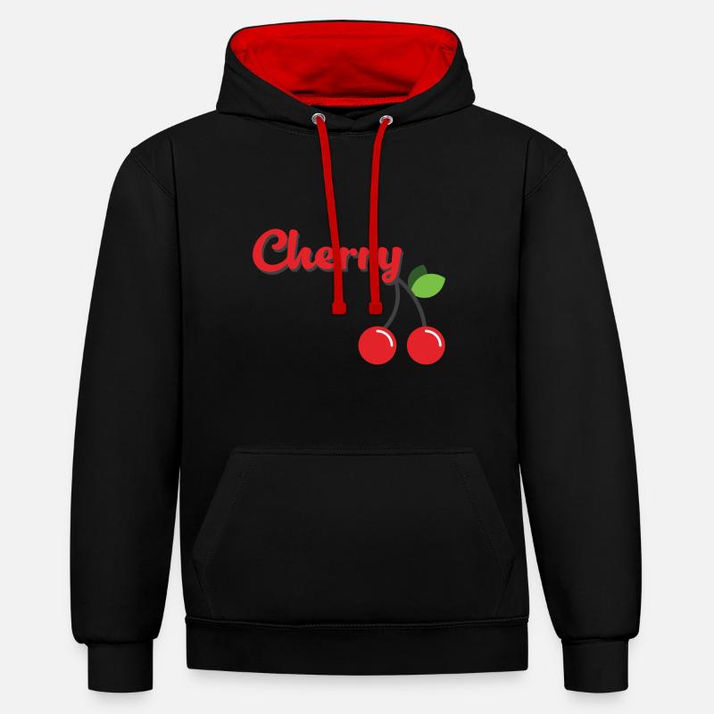 cerise - Sweat à capuche contrasté - noir/rouge