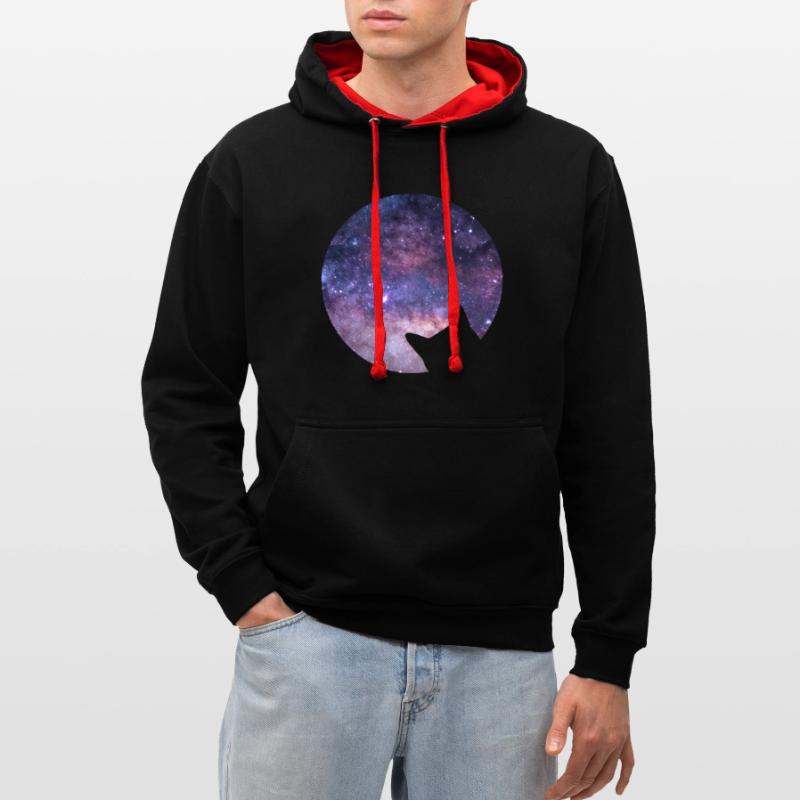 Le chat de l’espace regarde dans l’espace Sweat à capuche contrasté