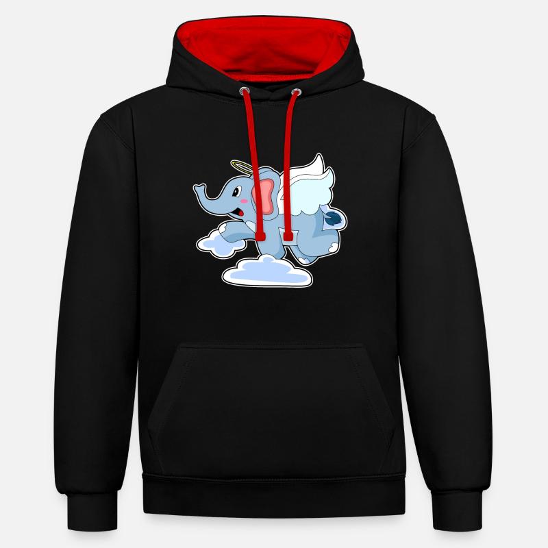 Nuages d’anges éléphants - Sweat à capuche contrasté - noir/rouge