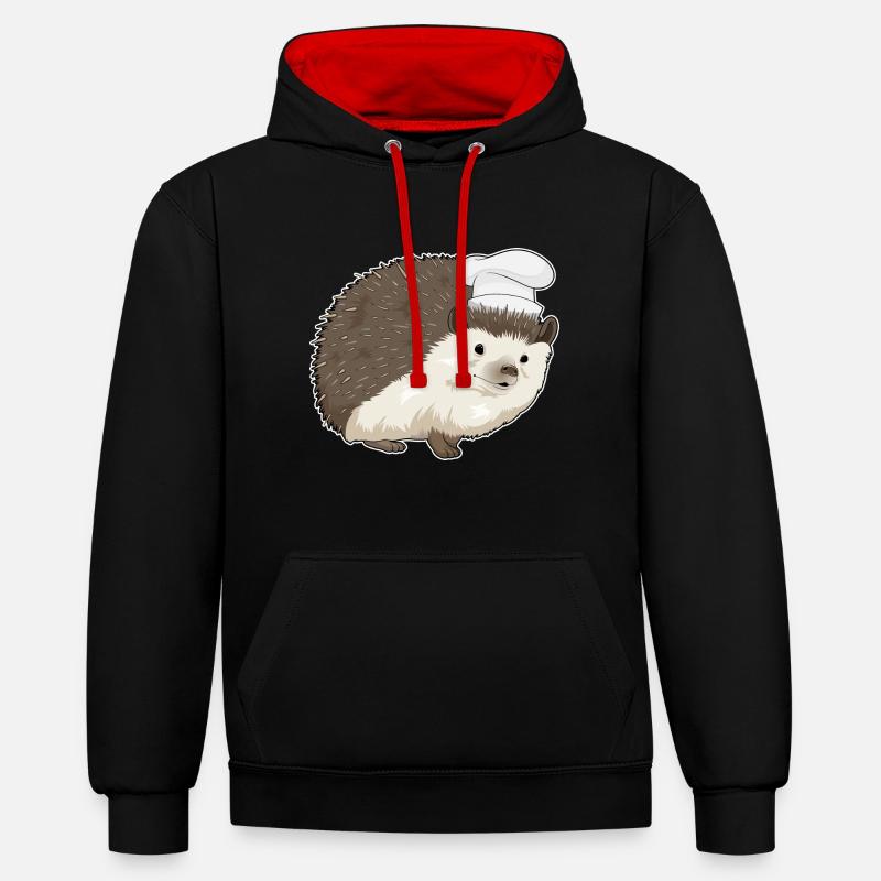 Chapeau de chef hérisson - Sweat à capuche contrasté - noir/rouge