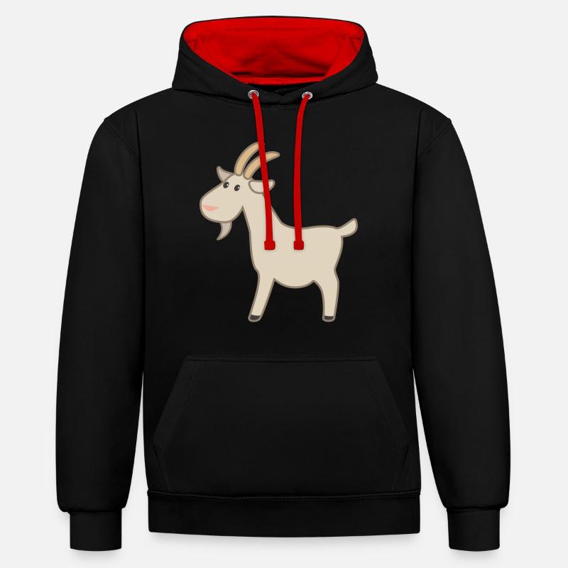 Chèvre - Sweat à capuche contrasté - noir/rouge