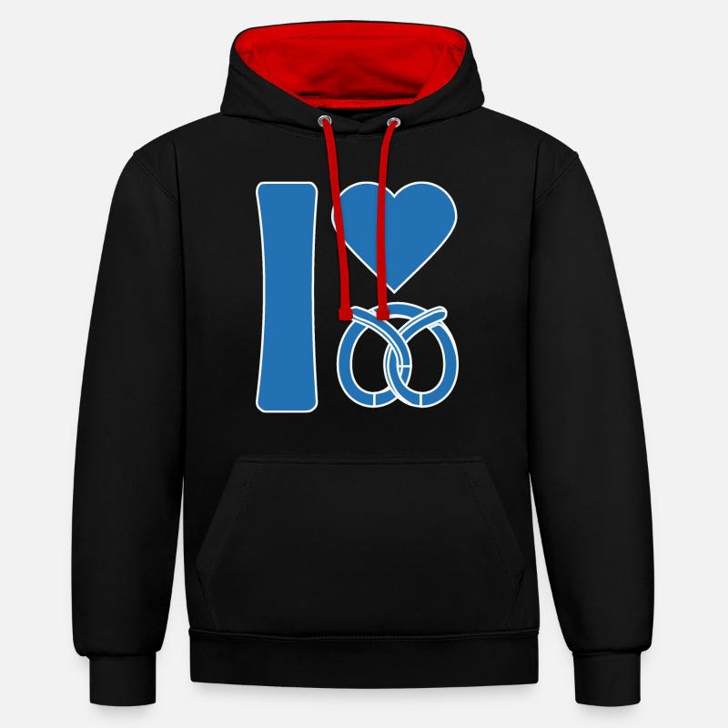 J’adore la Bavière - Sweat à capuche contrasté - noir/rouge