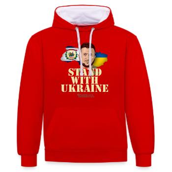 Ukraine West Virginia - Kontrast-Hoodie - Rot/Weiß - Vorne - Liana (172cm) & Jaron (178cm)