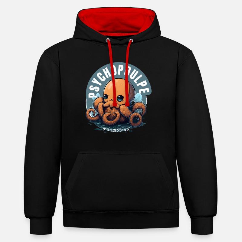 Octopus Évasion : Plongez dans l'intrigue - Sweat à capuche contrasté - noir/rouge