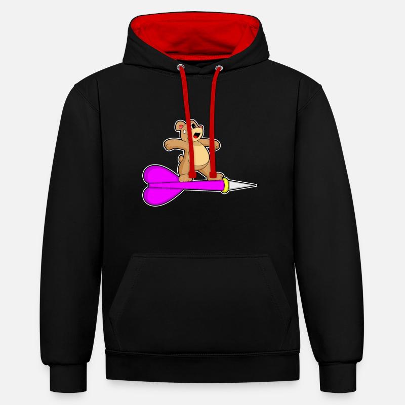 Fléchette d’ours - Sweat à capuche contrasté - noir/rouge