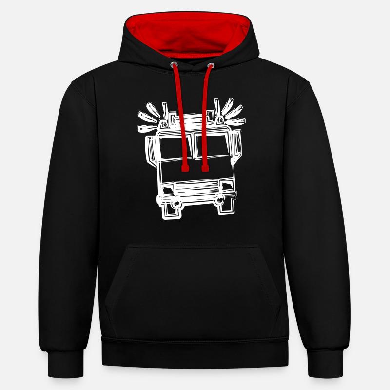 Fire Engine - Sweat à capuche contrasté - noir/rouge