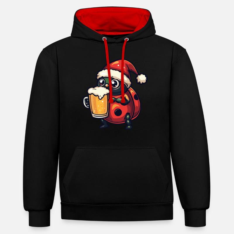 Bière de Noël Ladybug - Sweat à capuche contrasté - noir/rouge