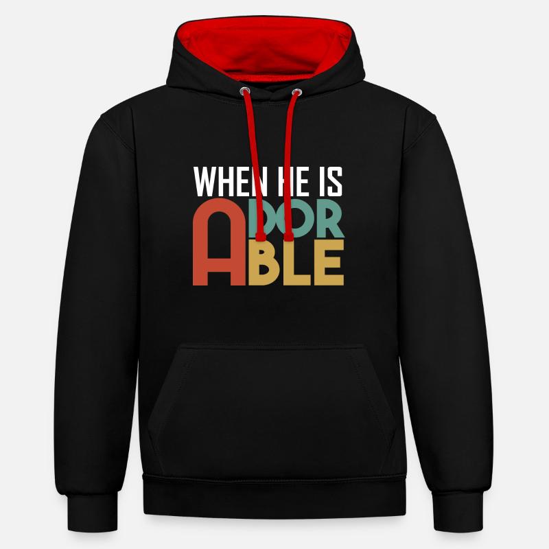 il est magnifique - Sweat à capuche contrasté - noir/rouge