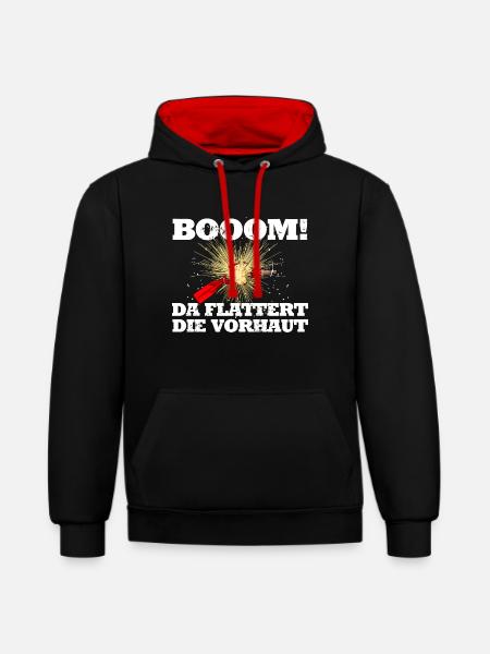 Feuerwerk Silvester Pyro - Kontrast-Hoodie - Schwarz/Rot