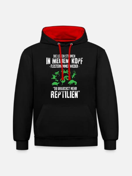 Reptilien/Haustiere/Stimmen/Reptil/Schlangen/Echse - Kontrast-Hoodie - Schwarz/Rot