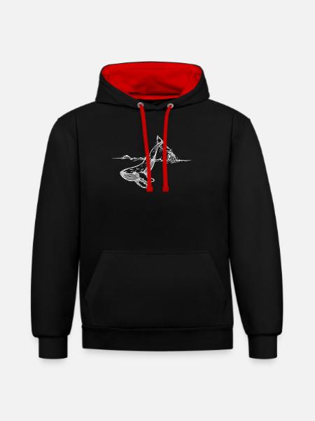 Save the whale UNISEX NATURE - Contrast hoodie - black/red