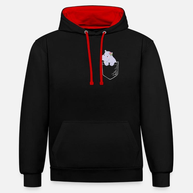 Hippopotame - Sweat à capuche contrasté - noir/rouge