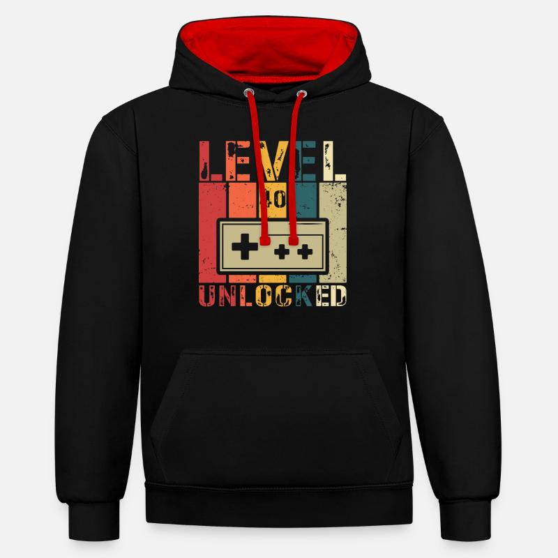 Niveau 40 débloqué - Sweat à capuche contrasté - noir/rouge