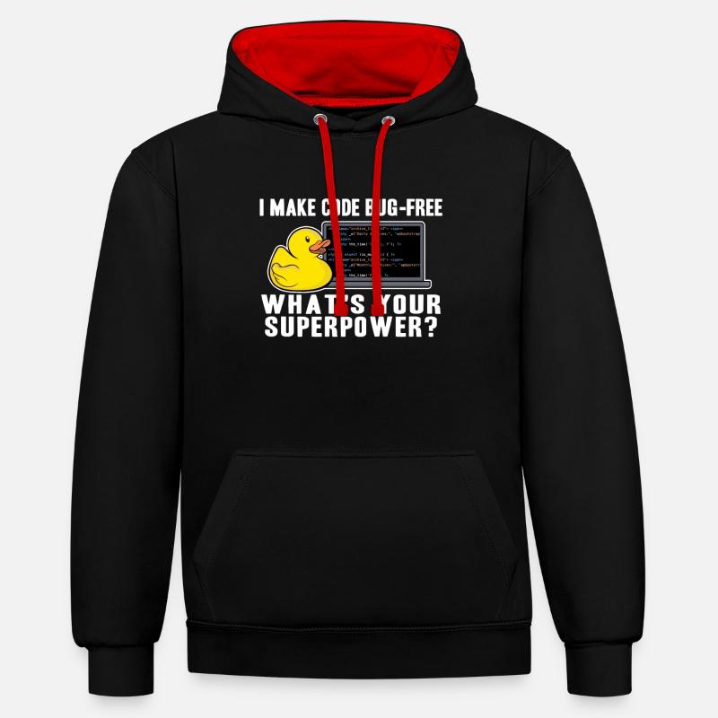 Programmierer Ente Programmieren Debugging Lustig - Kontrast-Hoodie - Schwarz/Rot