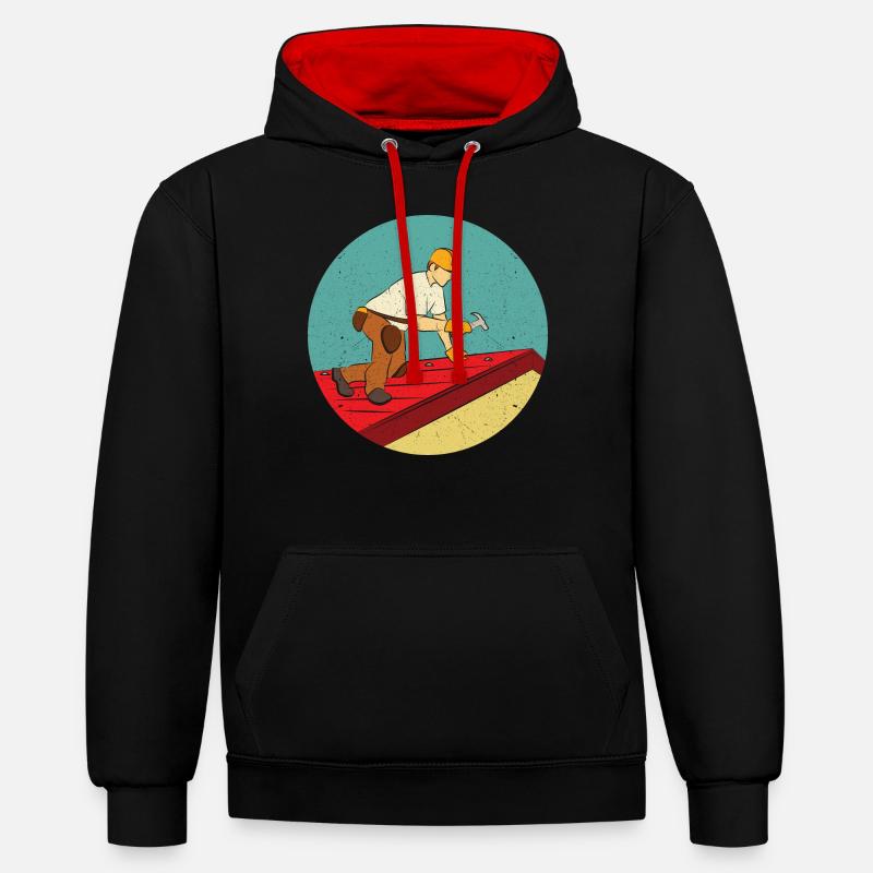Dachdecker der einzig wahre Handwerker - Kontrast-Hoodie - Schwarz/Rot