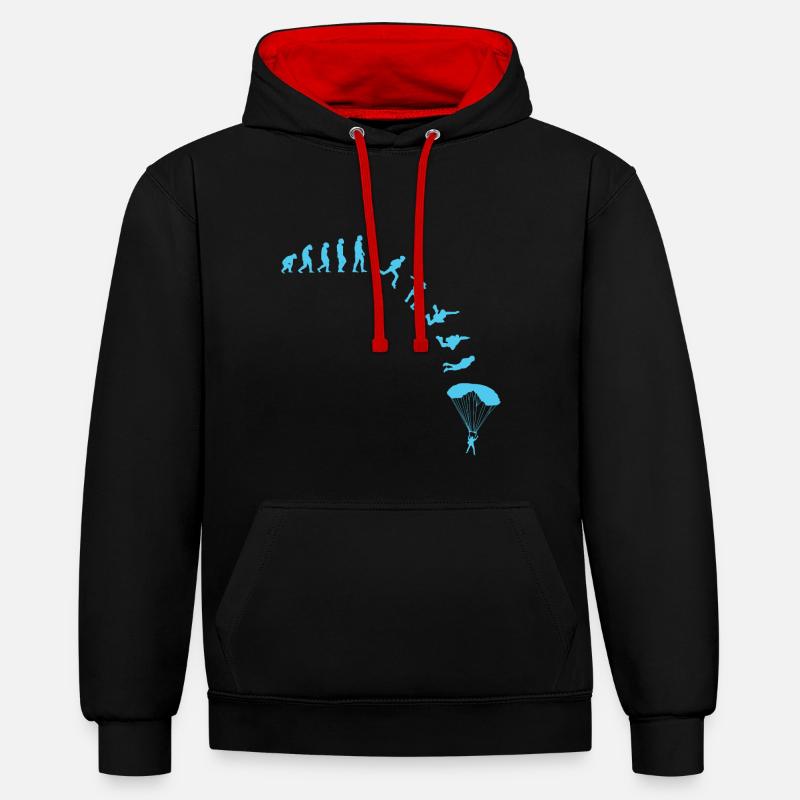 Skydiver Evolution Fallschirmspringer - Kontrast-Hoodie - Schwarz/Rot