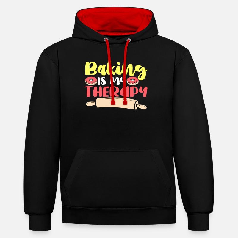 Baking Therapy Backen Beignets - Sweat à capuche contrasté - noir/rouge