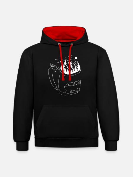Hiker Landscape Backpack Hiking - Contrast hoodie - black/red