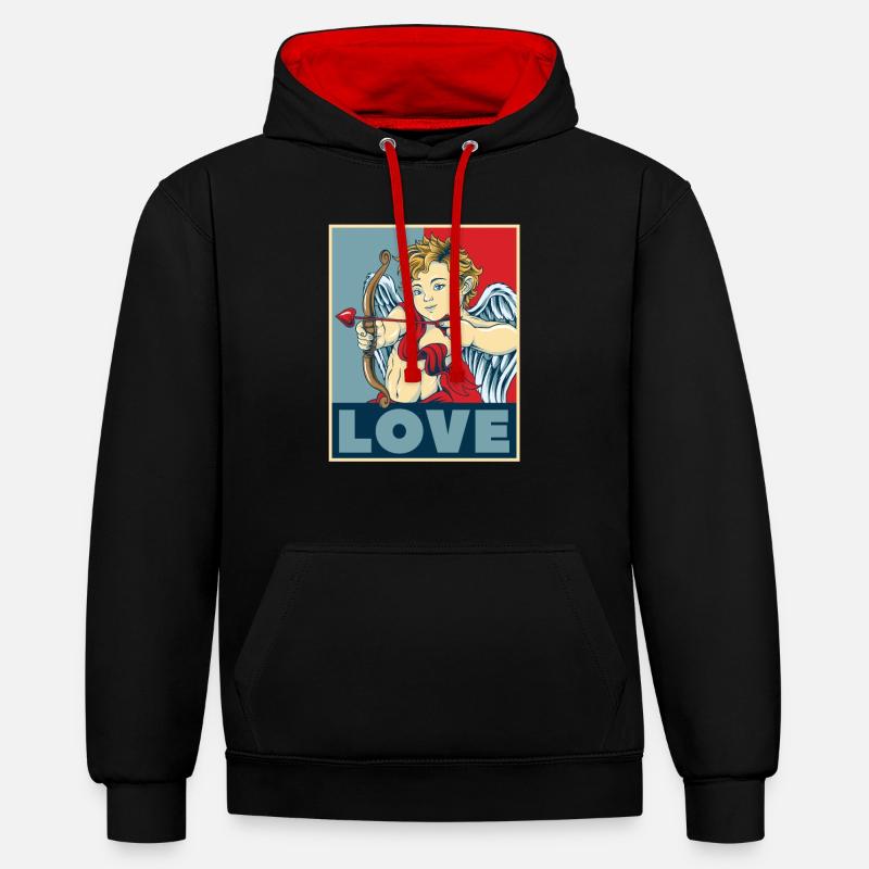 Saint-Valentin Saint-Valentin - Sweat à capuche contrasté - noir/rouge