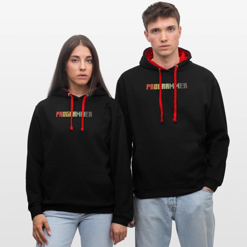 Vintage Programmer Coder Retro Developer Nerd Contrast hoodie
