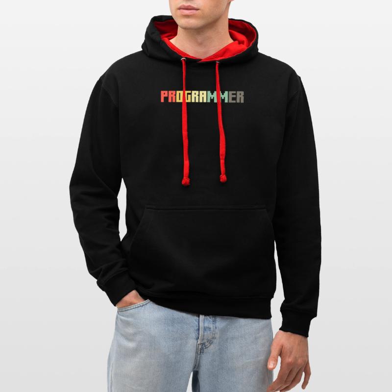 Vintage Programmer Coder Retro Developer Nerd Contrast hoodie