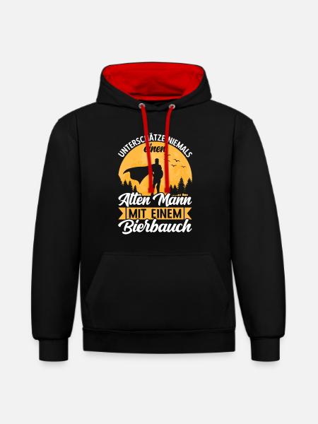 Bierbauch Biertrinker Bier Bierliebhaber Spruch - Kontrast-Hoodie - Schwarz/Rot