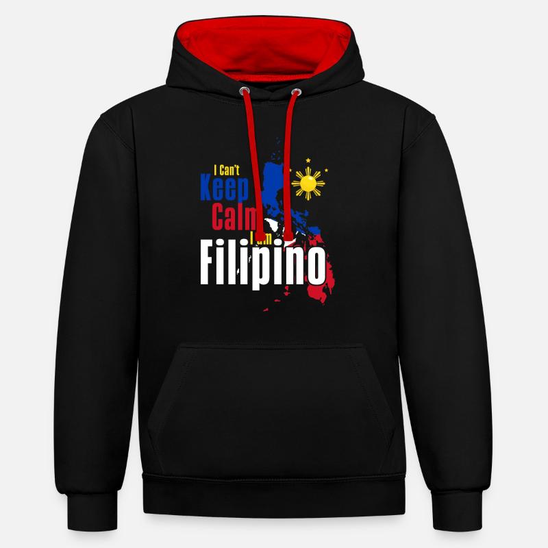 Philippines Drapeau philippin - Sweat à capuche contrasté - noir/rouge
